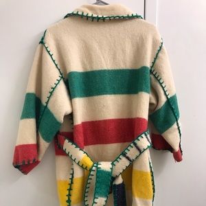 Vintage 1960s 1970s Hudson Bay Point Blanket Coat